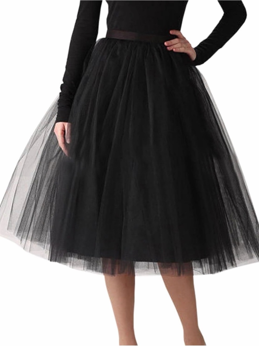 Black Midi Tulle Skirt Women’s Small S Layered Ballet Goth Witch Cottagecore